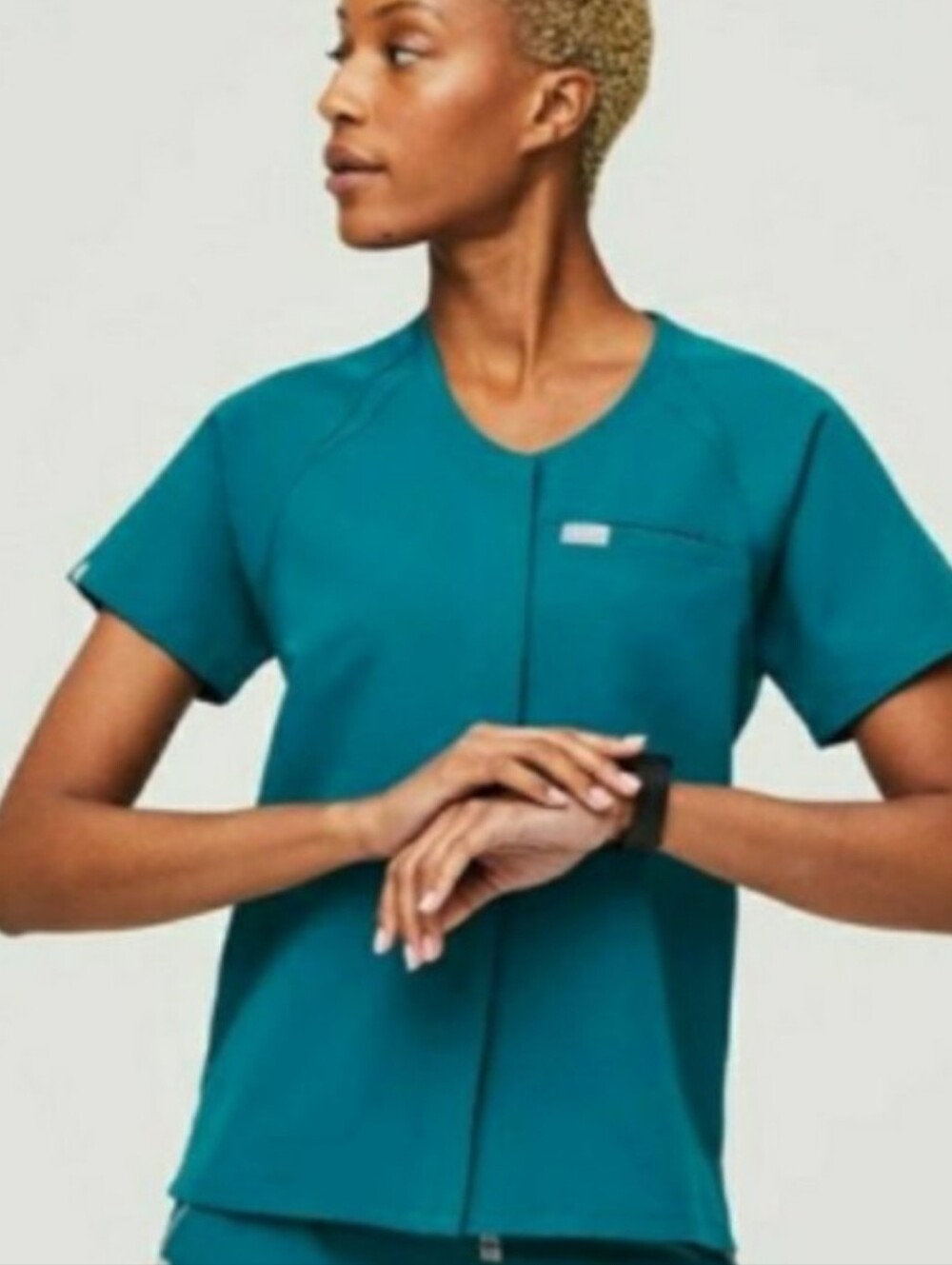 Figs Tela Top Pacific Blue Scrub Top Womens Technical Collection